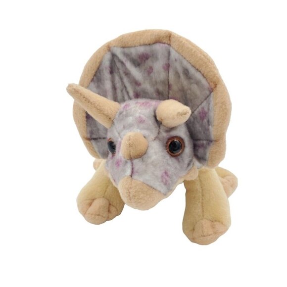 Wild Republic Triceratops Dinosaur Stuffed Animal Plush Soft Toy 7" Gray Tan - Picture 3 of 6
